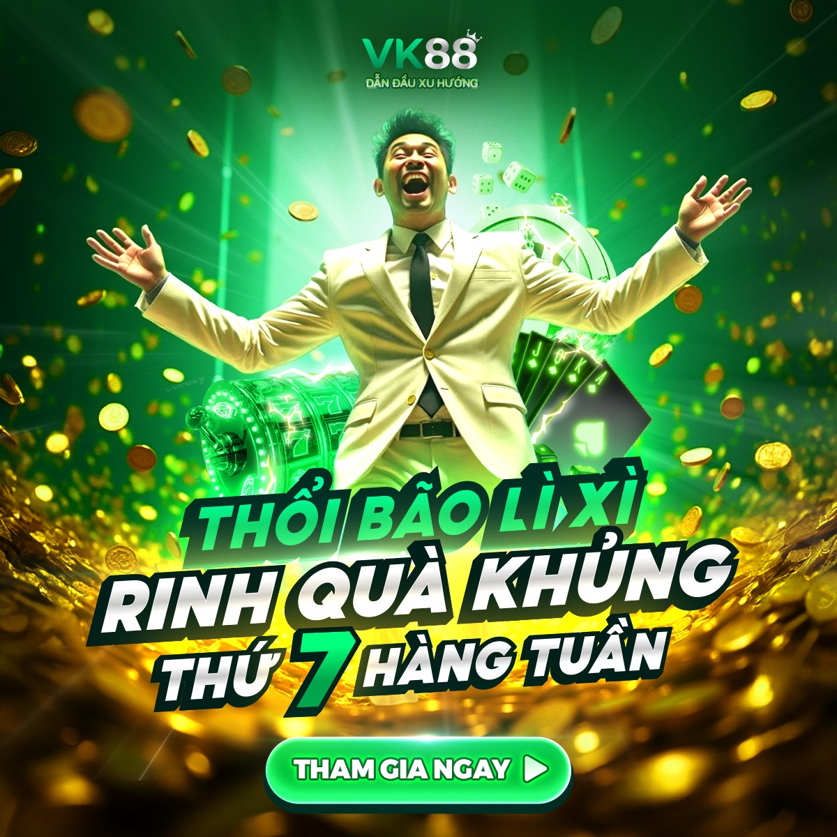 Khuyến mãi thổi bão lì xì rinh quà khủng thứ 7 hàng tuần tại VK88